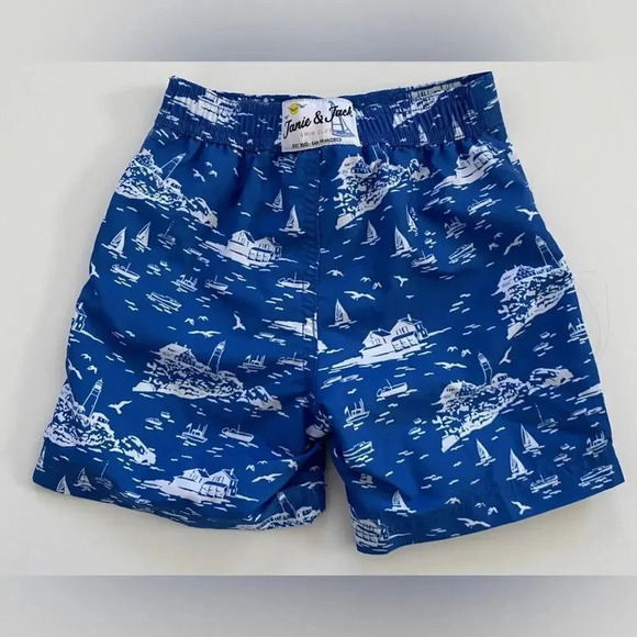 Janie and Jack swimsuit shorts trunks toddler boy sailboats - Picture 1 of 7